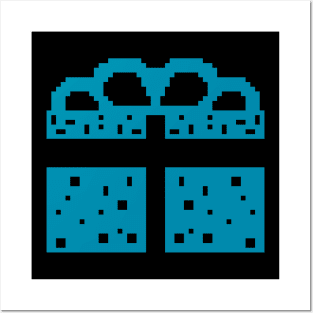 Blue gift box pixel art Posters and Art